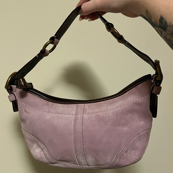 Coach Lavender Pink Suede Hobo Shoulder Bag 9658 - Picture 2 of 9